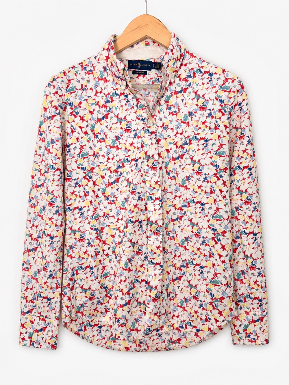 Ralph Lauren Floral Knit Oxford Button Down Shirt Large